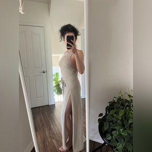 Maxi knit halter neck dress